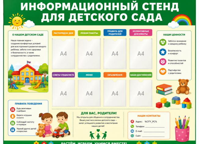Информационный стенд для детского сада