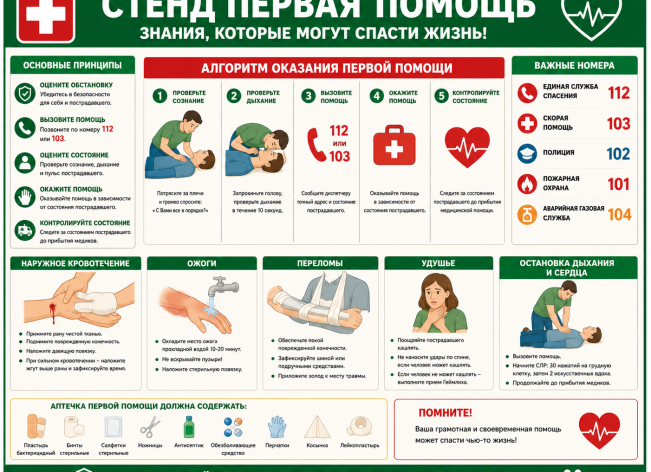 Стенд первая помощь