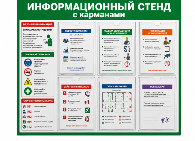 Информационный стенд с карманами